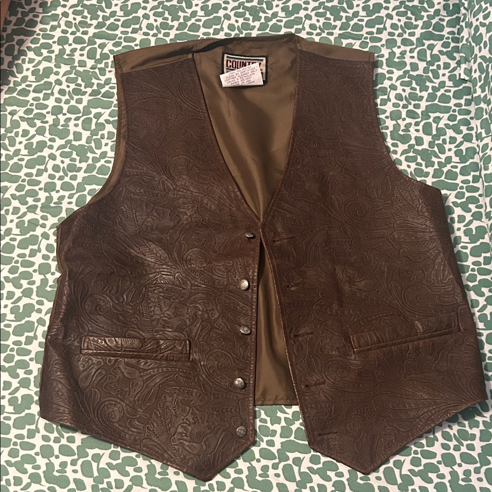 Vintage PIONEER Brown Embossed Vest